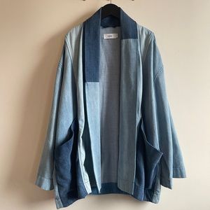 Closed denim kimono colorblock boxy jacket coat size S Italy